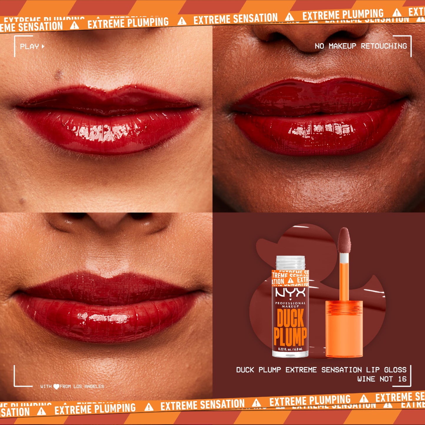 NYX PROFESSIONAL MAKEUP Duck Plump High Pigment Plumping Lip Gloss with Spicy Ginger, Vegan Lip Makeup - Wine Not ( Reddish Brown)