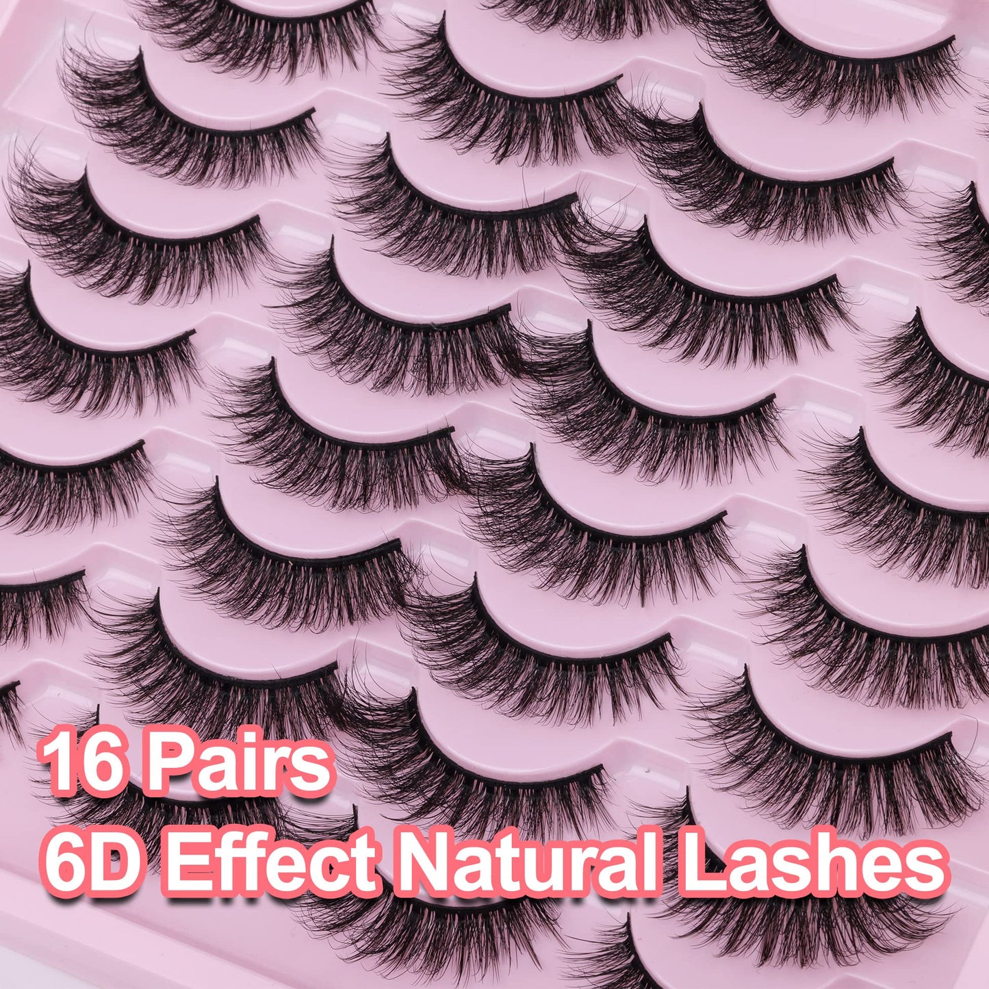 Natural Eyelashes 15mm Fake Lashes Cat Eye Mink Lashes Fluffy Volume Wispy Eyelashes Pack 16 Pairs by Zegaine