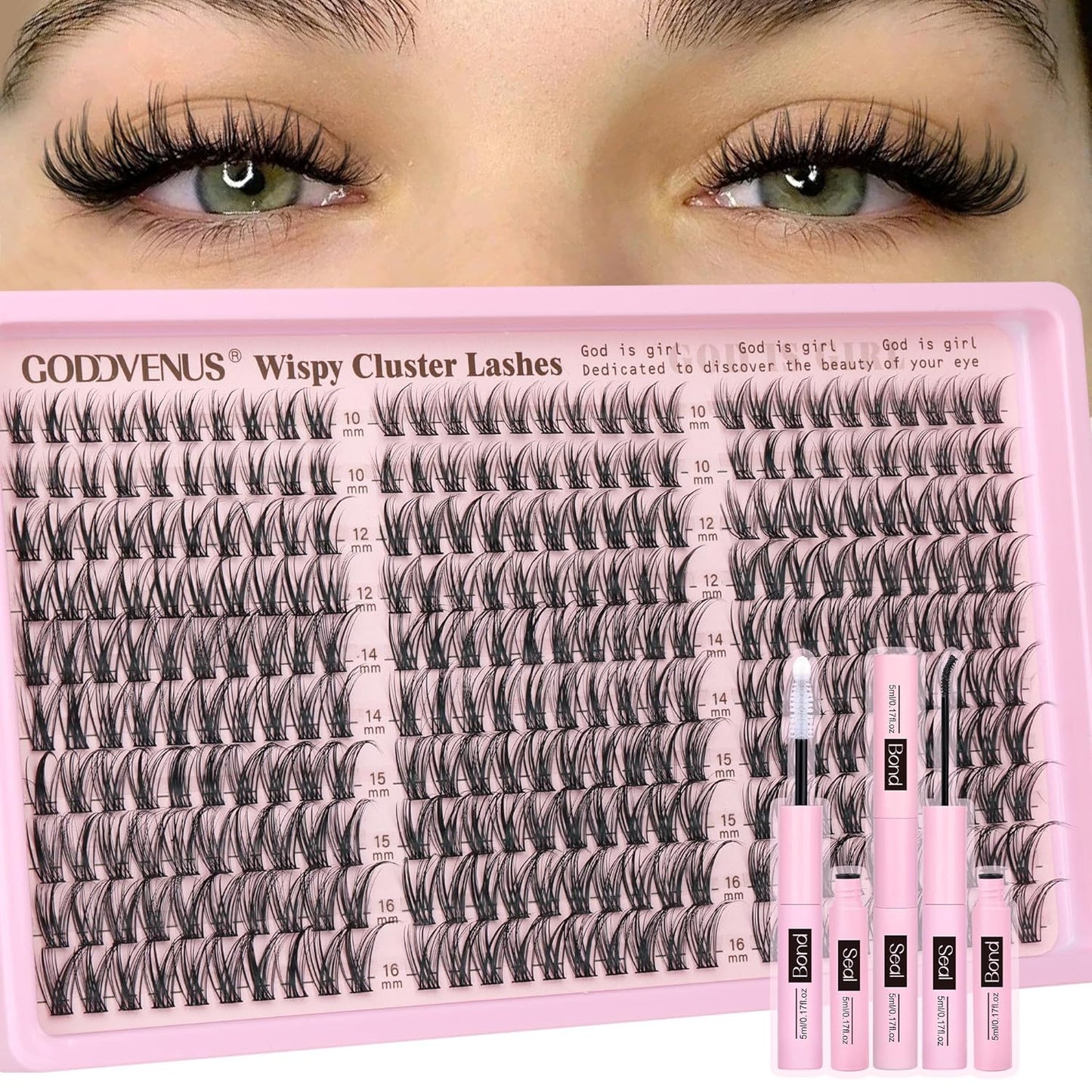 Skiennix Lash Clusters Kit - Wispy DIY Eyelash Extensions | 300pcs C Curl 10-16mm Natural Look