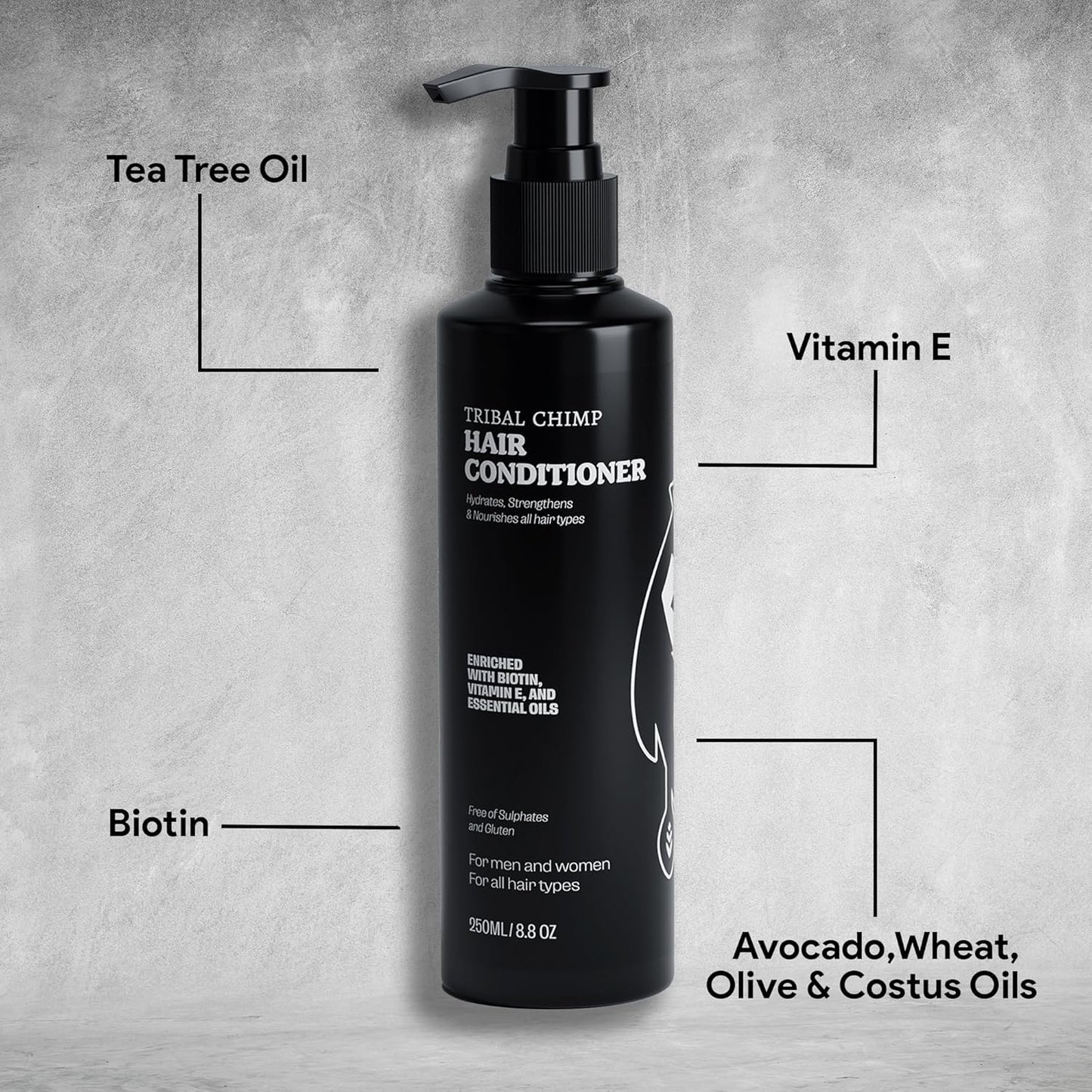 Tribal Chimp Hair Conditioner - Hydrating & Strengthening Formula with Peppermint, Tea Tree Oil & Biotin | 8.8oz