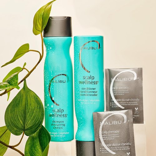 Malibu C Scalp Wellness Collection - Soothing Shampoo & Conditioner Set for Dry Scalp - Travel Size Packets Included (33.8 oz)