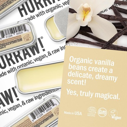 Hurraw! Lip Balm Bundle - Coconut, Mint & Vanilla | Organic, Vegan, Cruelty-Free, 3-Pack Tins