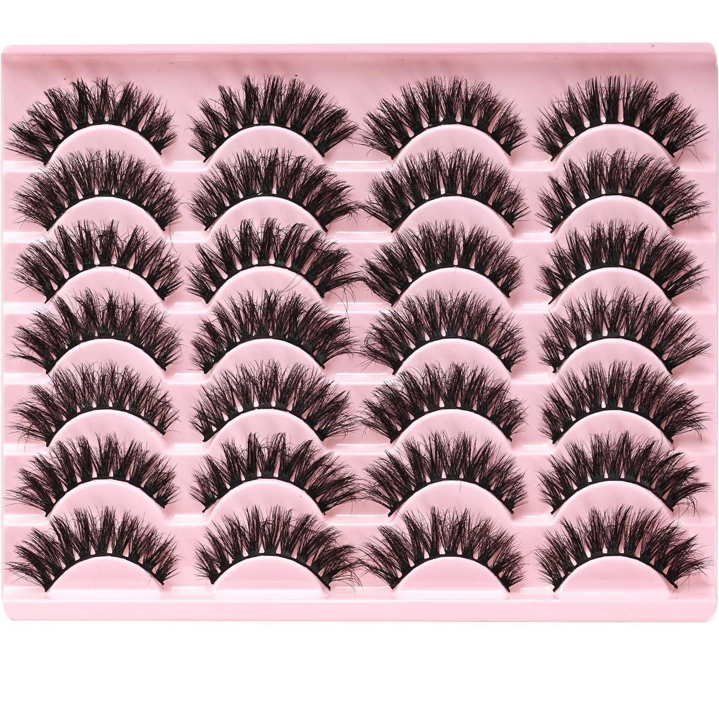 FARRED Wispy Lashes Hybrid Mink Eyelashes 14 Pairs Short Cat Eye Natural Fluffy False Eyelashes Faux Mink Strip Eye Lashes Pack for Daily Makeup (F18 | 8-14 mm)