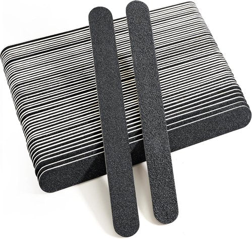 Canvalite Nail File - Large Emery Boards 100/180 Grit for Natural Nails | 50PCS Black Manicure Tool