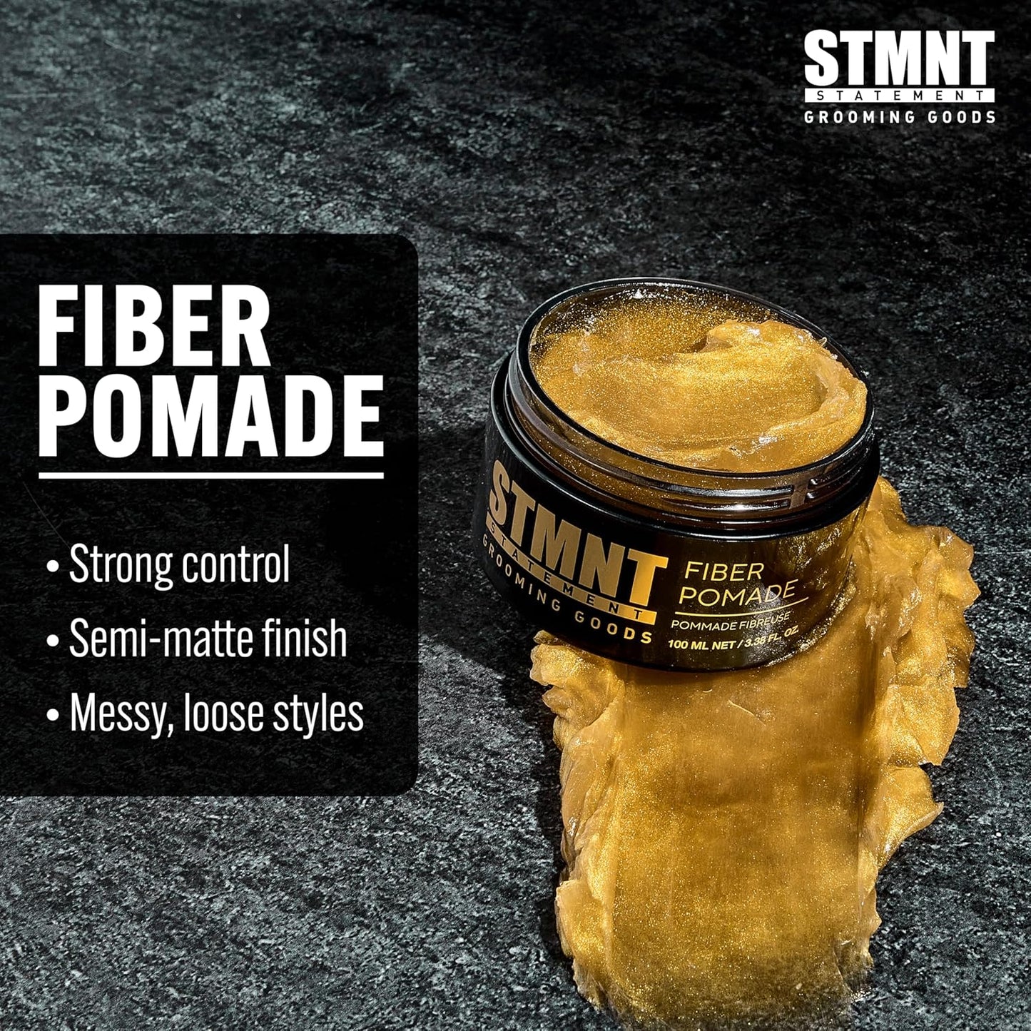 STMNT Grooming Goods Fiber Pomade - Strong Control with Semi-Matte Finish | Easy to Wash Out