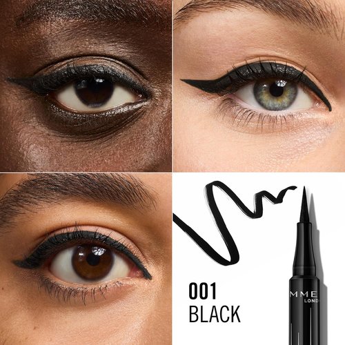 Rimmel London Wonder’Ink Eyeliner - Waterproof Matte Finish, Long-Wearing, 0.03oz | Black 001