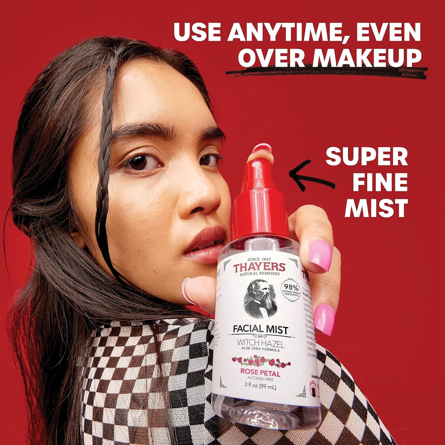 Thayers Witch Hazel Facial Mist Toner - Alcohol-Free, Soothing Aloe Vera & Rose Petal | 3 oz Trial Size