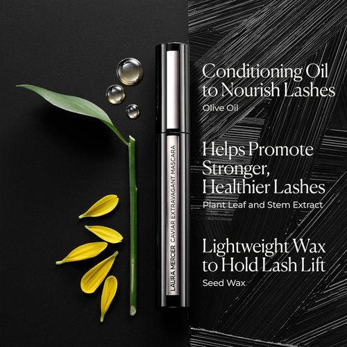 Laura Mercier Caviar Extravagant Mascara - Volume & Length with 3X Curl, 24HR Wear, Intense Black