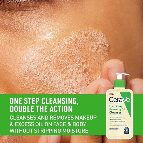 CeraVe Hydrating Foaming Oil Cleanser - Moisturizing Formula with Squalane & Hyaluronic Acid | 19 FL Oz