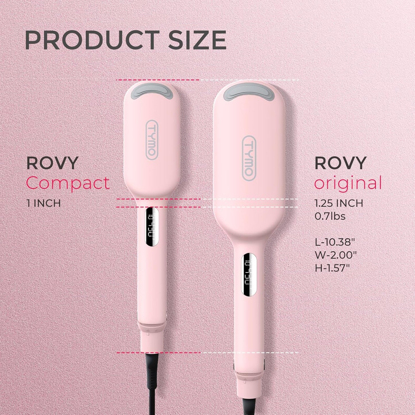 TYMO ROVY Curling Iron - Ionic 3-Barrel Hair Waver for Beach Waves, Anti-Scald, Pink, 1 Inch