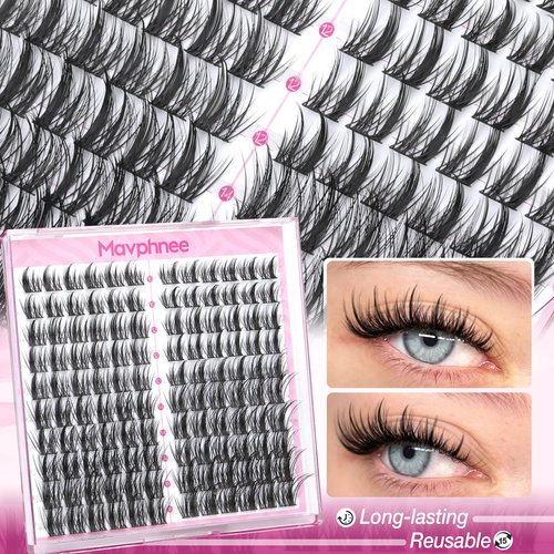 Natural Lash Clusters Spiky Eyelash Extensions Wispy Individual Lashes Manga Eyelash Individuals 120 Pcs CC-Curly Cluster Eyelash Extensions 10-16MM Mixed DIY Lash Extensions by Mavphnee