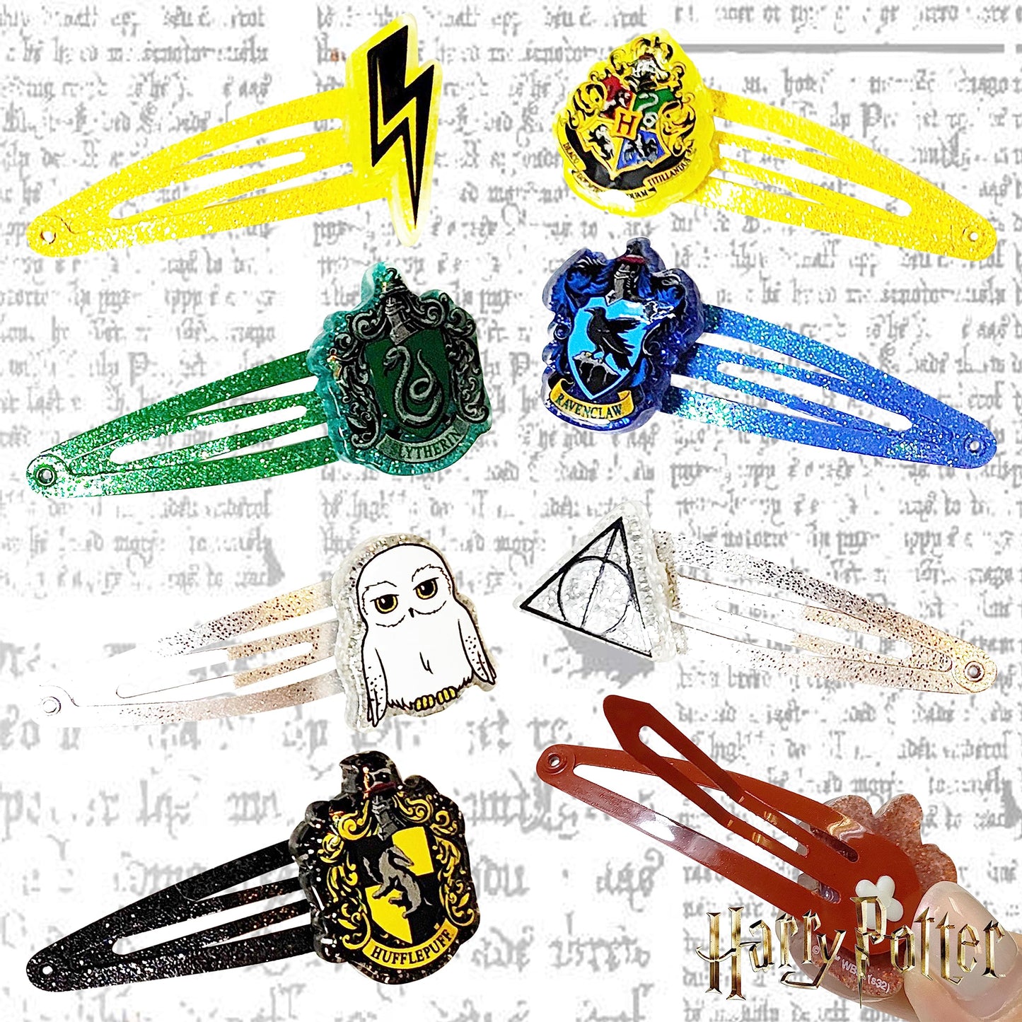 Harry Potter Kids Hair Clips for Girls Snap Clips 8 Pack Multi Color Ages 3+