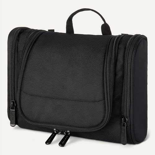 Amazon Essentials Toiletry Bag - Spacious Hanging Dopp Kit with Multiple Compartments, Black