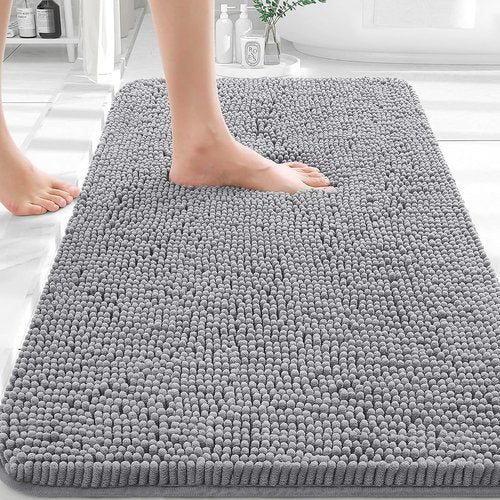 OLANLY Extra Soft Chenille Bathroom Rugs - 30x20, Quick Dry & Machine Washable, Grey