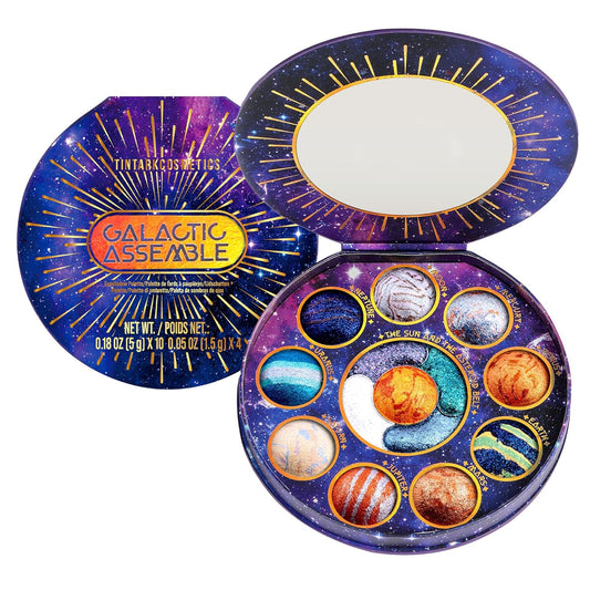 Galactic Assemble Eyeshadow Palette - 14 High-Pigment Shimmer & Metallic Shades | Solar System Design