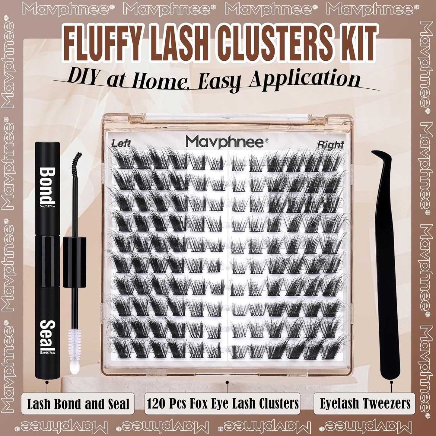 Cat Eye Lash Extensions Kit Fox Eye Lash Clusters Kit L Curl Eyelash Extensions Fluffy Eyelash Clusters Wispy Individual Lashes with Lash Bond and Seal by Mavphnee