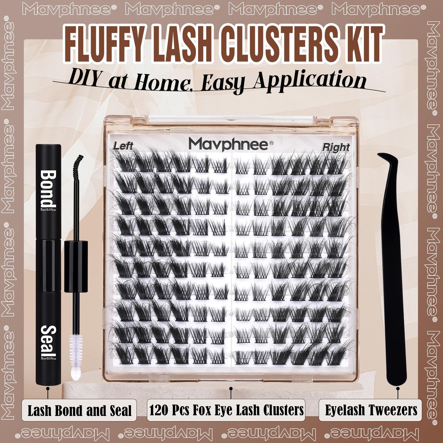 Cat Eye Lash Extensions Kit Fox Eye Lash Clusters Kit L Curl Eyelash Extensions Fluffy Eyelash Clusters Wispy Individual Lashes with Lash Bond and Seal by Mavphnee