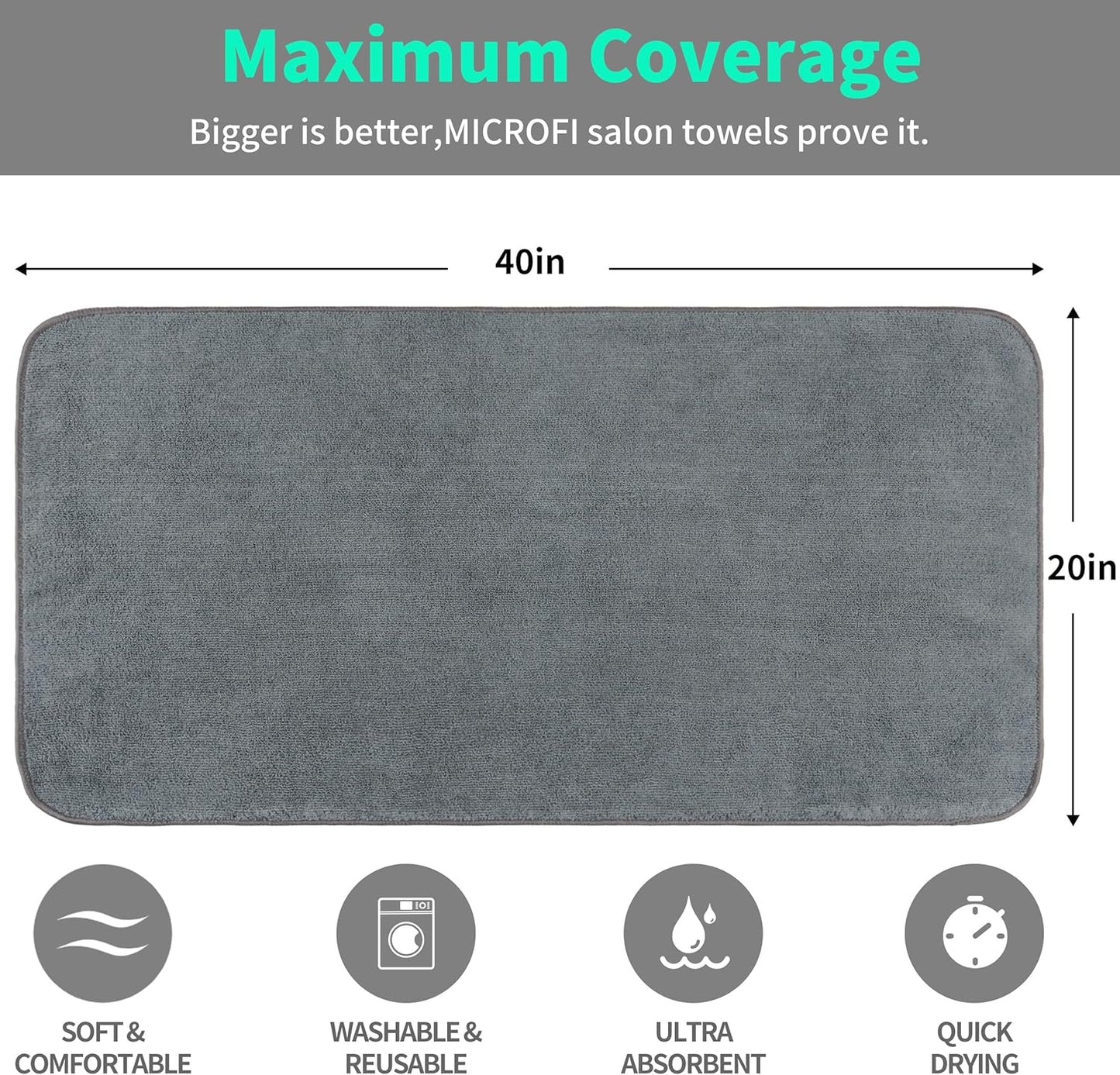 Skiennix Microfiber Hair Drying Towels - Quick Dry & Lint Free, 2 Pack in Gray