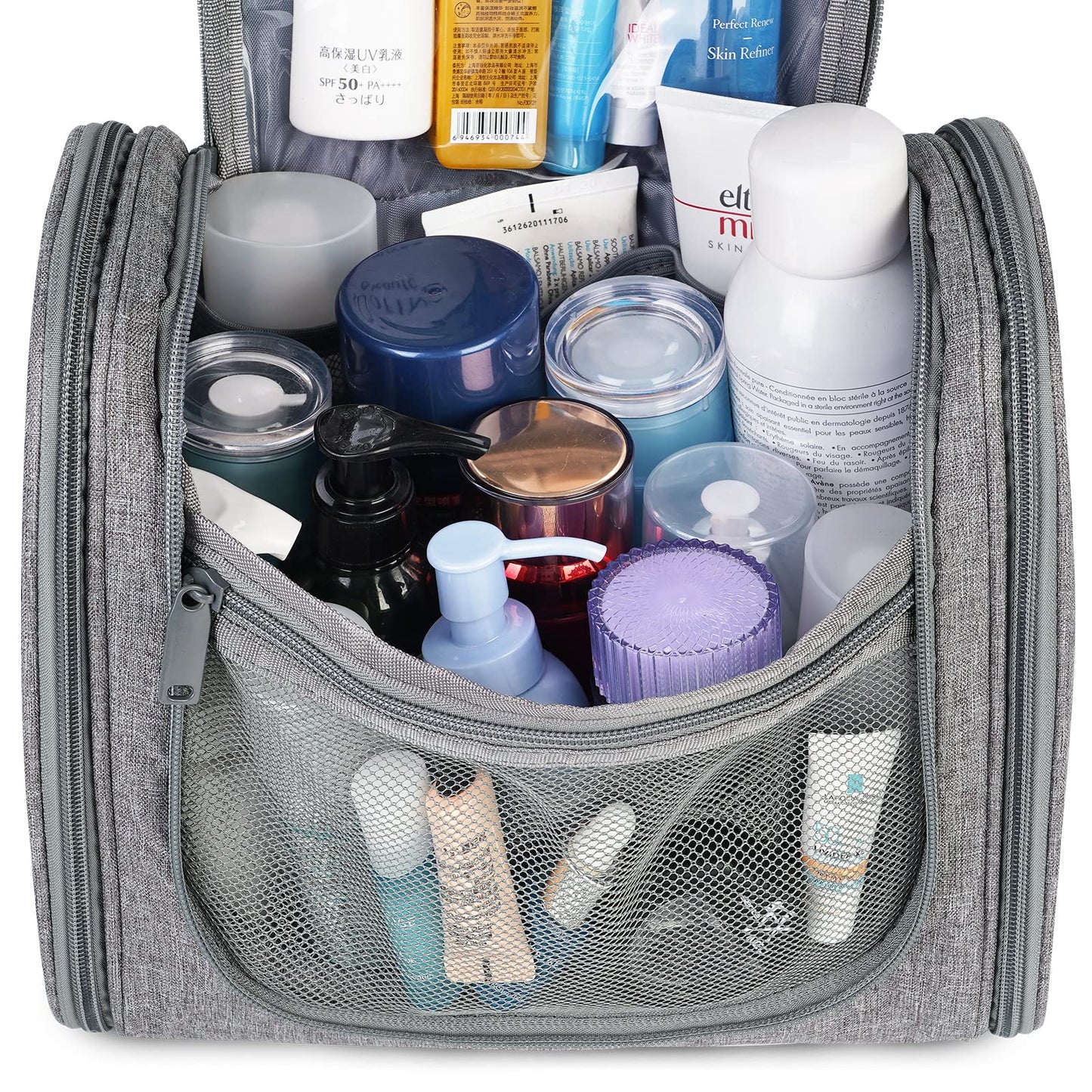 Hanging Toiletry Bag for Women Travel Makeup Bag Organizer Toiletries Bag Men for Cosmetics Essentials Accessories (Large, Grey)
