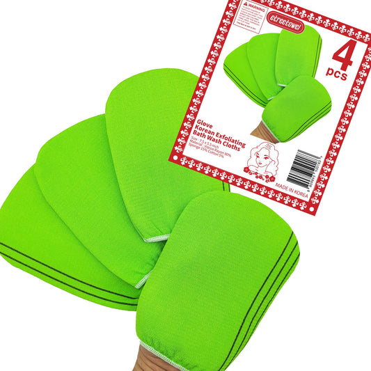 etreetowel Korean Asian Exfoliating Bath Washcloths Mitt Scrub for Body washcloth Glove Premium Viscose Rayon Towel Korea Made(4 pcs of Glove Exfoliating Mitts)