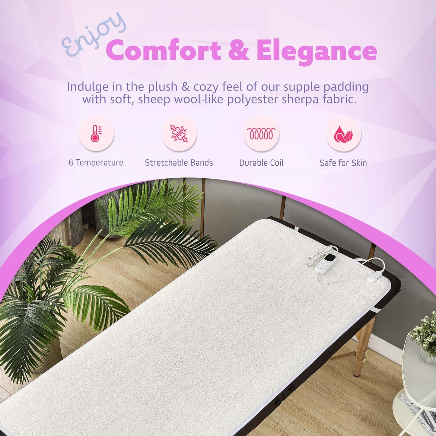 Skiennix Massage Table Warmer - 71"x31" Heated Pad with Adjustable Temperature & Auto Shut-Off | Soft Sherpa Fabric