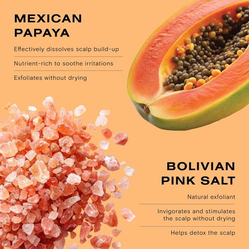 **Ceremonia Papaya Scalp Scrub - Exfoliating Shampoo Treatment with Papaya Enzymes & Pink Salt | 1.69 Fl. Oz.**