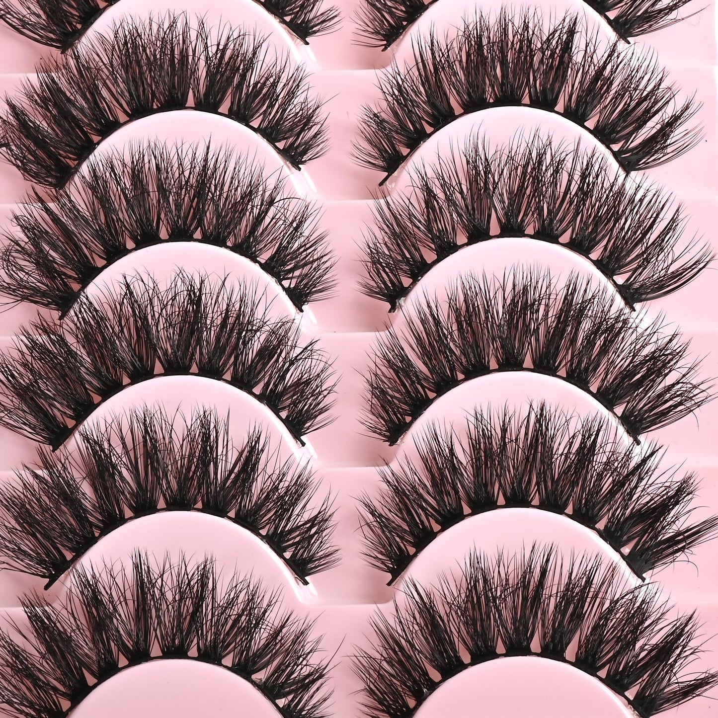 FARRED Wispy Lashes Hybrid Mink Eyelashes 14 Pairs Short Cat Eye Natural Fluffy False Eyelashes Faux Mink Strip Eye Lashes Pack for Daily Makeup (F18 | 8-14 mm)