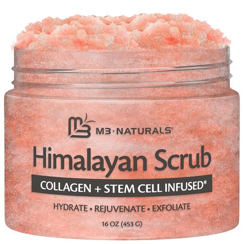 M3 Himalayan Salt Scrub - Exfoliating Face, Foot & Body Treatment with Collagen & Stem Cells | 16 fl oz