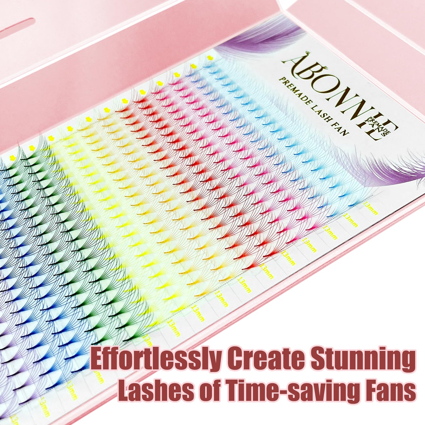 ABONNIE Colored Lash Extensions, 400 pcs Mix Color Premade Fans Eyelash Extension,6D 12mm Promade Eyelash Fans, D Curl Lash Extension, Premade Lash Fans Cashmere Colored Lash Extension(6D 0.07-D 12mm)