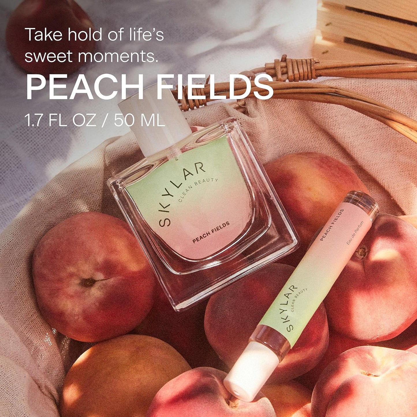 Skylar Peach Fields Eau de Parfum - Hypoallergenic Vegan Perfume for Sensitive Skin - 10mL Sweet Citrus Fragrance