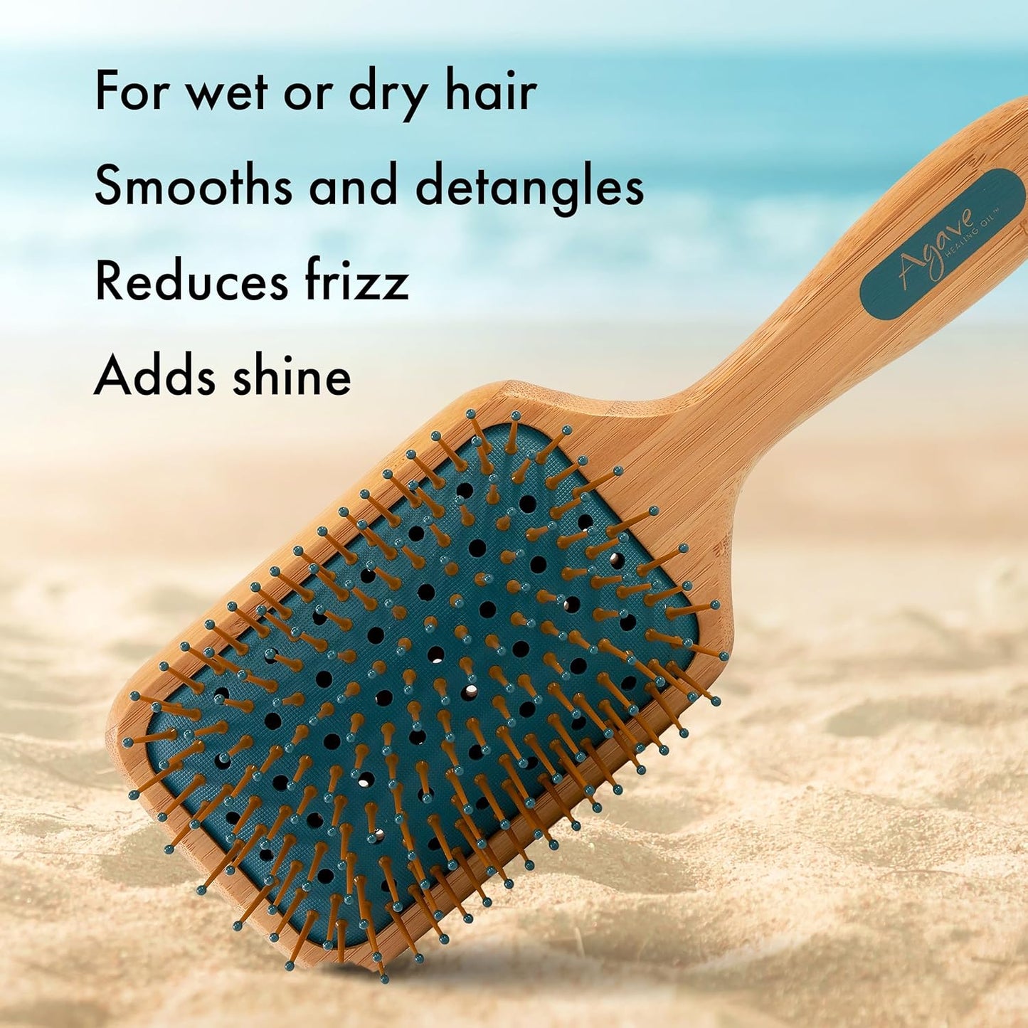Agave Natural Bamboo Paddle Brush - Lightweight Detangling & Smoothing Hair Tool
