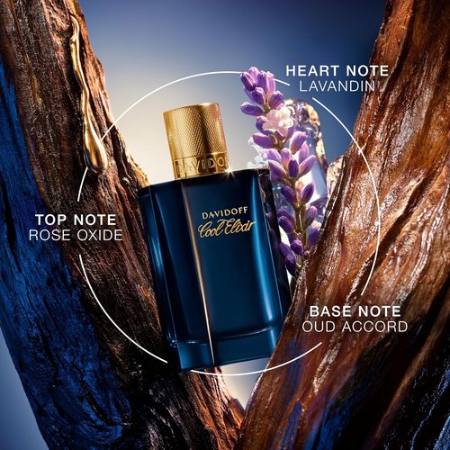 Davidoff Cool Elixir Parfum Intense - Woody Men's Cologne with Rose Oxide & Oud Accord - Long Lasting Fragrance