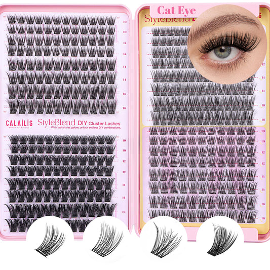 CALAILIS Lash Clusters Wispy 392Pcs D Curl Cluster Eyelash Extensions Multi-Type Mixed DIY Eyelash Clusters Soft and Reusable Ultra-Large Capacity Individual Cluster Lashes (HD17&HD15&56D&703)