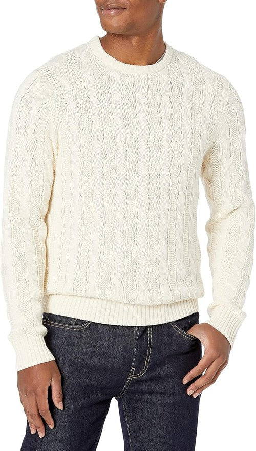 Goodthreads Men's Soft Cotton Cable Knit Crewneck Sweater - Comfortable & Stylish | Available in Various Colors
