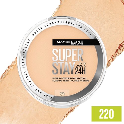 Maybelline Super Stay Powder Foundation - 24HR Medium-to-Full Coverage, Matte Finish, Shade 220, 1 Count