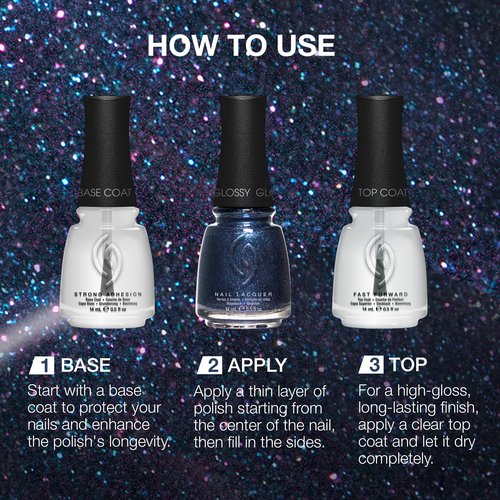 China Glaze Cg Nail Lacquer Fall From Grace – Deep Sapphire Blue Nail Polish, Long-Lasting, Quick Dry, Chip Resistant, Shimmer Glossy Finish for Salon & DIY Manicure, 0.5 Fl Oz