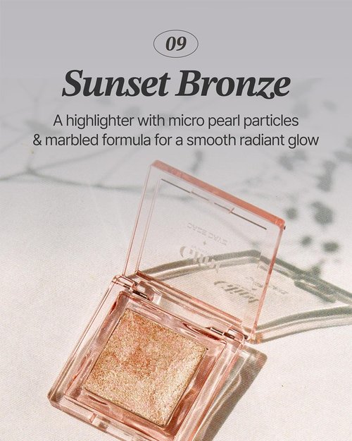 Glint Marble Highlighter - Sunset Bronze | 0.08oz Korean Makeup for Smooth, Radiant Glow