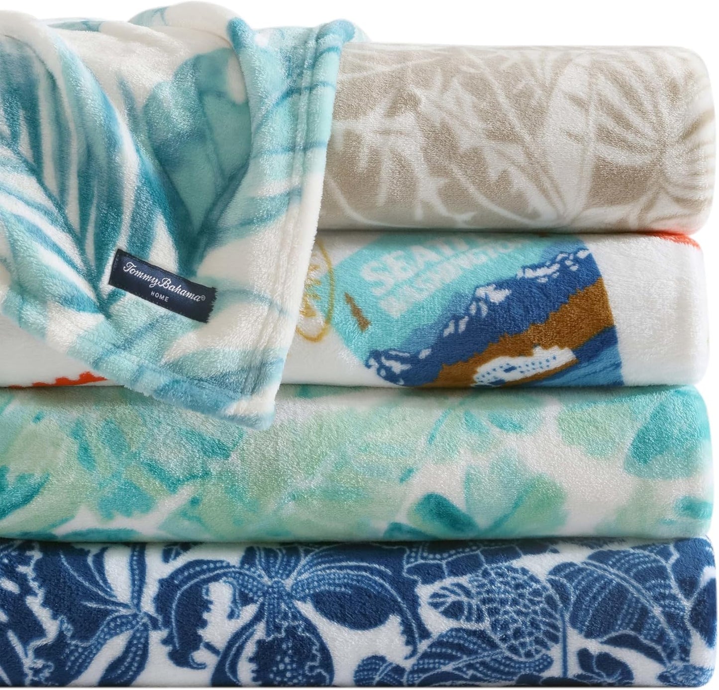 Tommy Bahama - Plush Fleece Throw Blanket | Tropical Bedding Set for Bed or Couch (Costa Blanca Beige, 50" x 70")