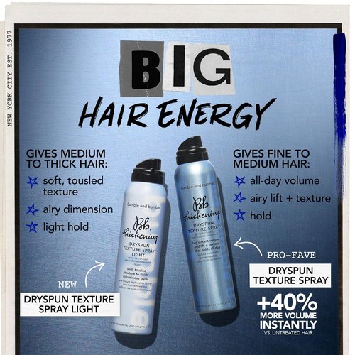 Bumble and bumble. Thickening Dryspun Texture Spray Light | Dry Texture Spray | Adds Airy Dimension and Light Hold | For Medium to Thick Straight to Curly Hair Types