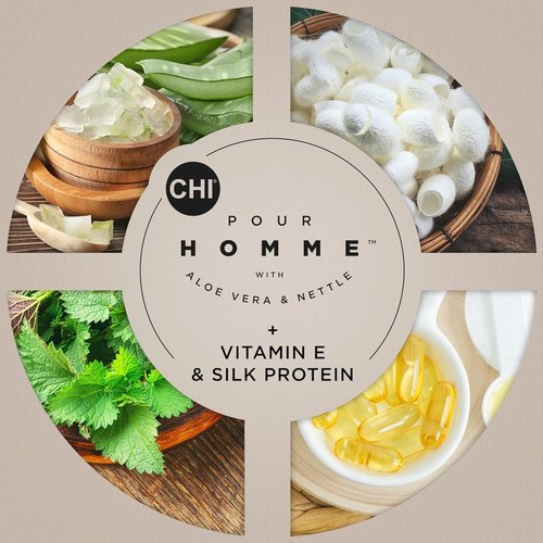 CHI Pour Homme Daily Moisturizing Conditioner - Sulfate-Free Hair Detangler with Aloe Vera & Nettle, 11.5 oz