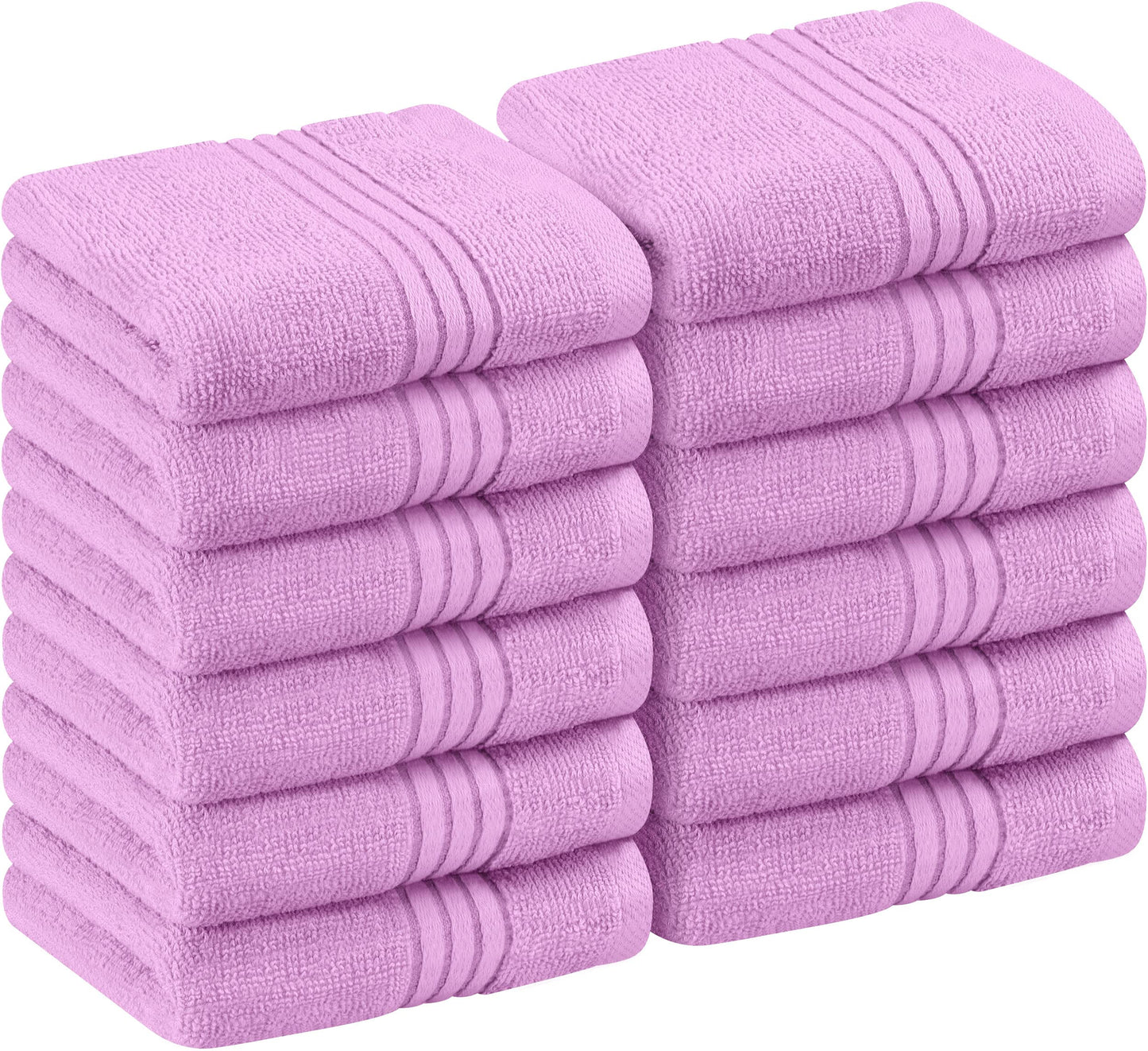 Utopia Towels 12 Pack Premium Wash Cloths Set, 12 by 12 Inches, 100% Cotton Ring Spun, Highly Absorbent and Soft Feel Washcloths for Bathroom, Spa, Gym, and Face, Lavender