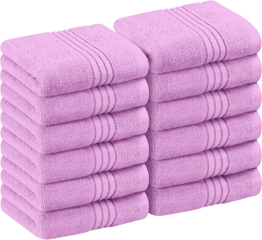 Utopia Towels 12 Pack Premium Wash Cloths Set, 12 by 12 Inches, 100% Cotton Ring Spun, Highly Absorbent and Soft Feel Washcloths for Bathroom, Spa, Gym, and Face, Lavender