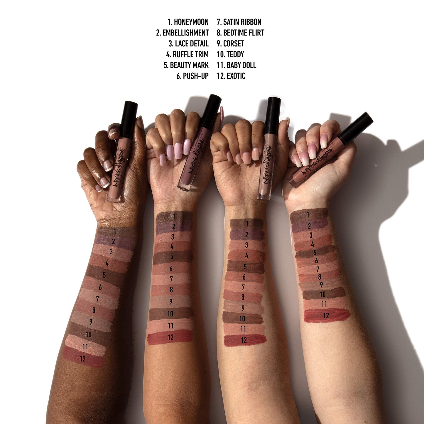 NYX PROFESSIONAL MAKEUP Lip Lingerie Matte Liquid Lipstick - Beauty Mark (Chocolate Brown)