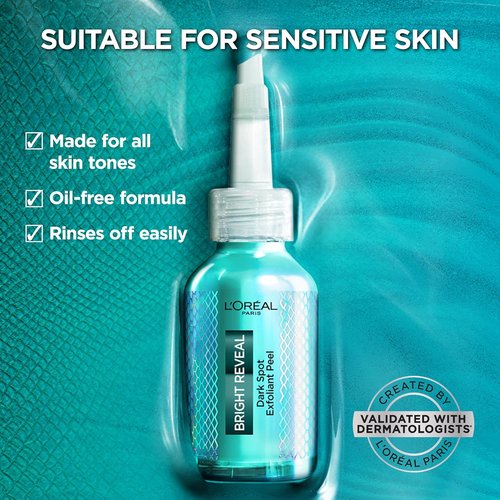 L'Oreal Paris Bright Reveal Exfoliant Peel - 25% AHA BHA PHA Face Exfoliator for Dark Spots & Renewed Texture
