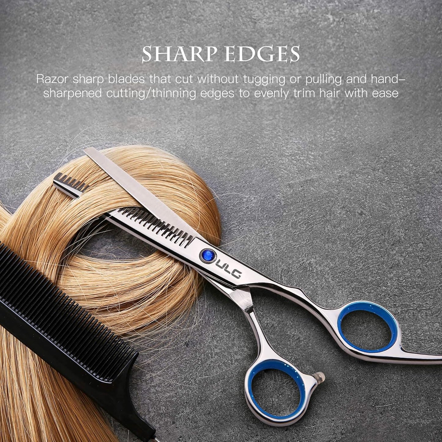 ULG Professional Hair Cutting Scissors Kit - Japanese Stainless Steel Thinning Shears | 6.5 Inch Razor Edge