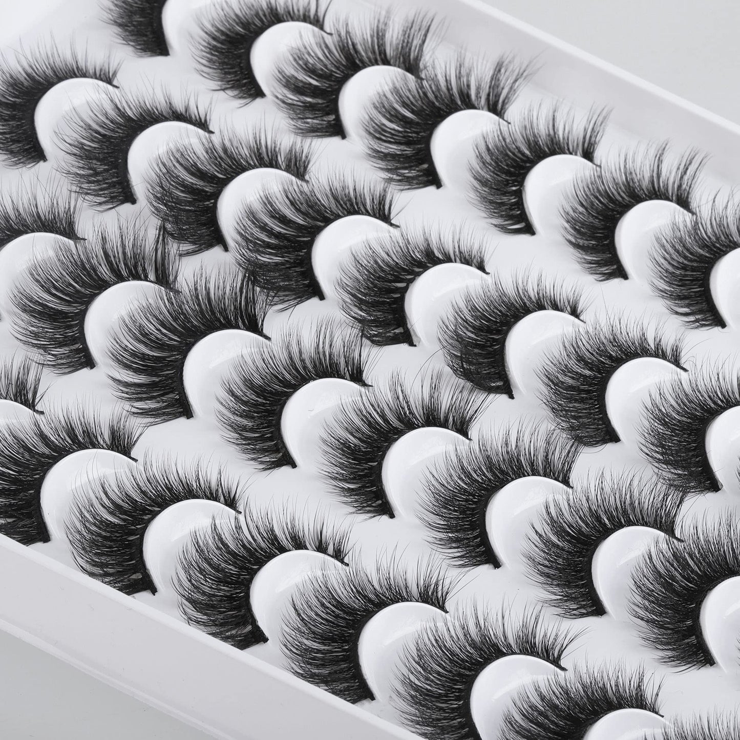 JIMIRE 20 Pairs False Eyelashes 5 Styles Cat Eye Lashes Pack Fluffy Natural Volume Faux Mink Lashes Packs