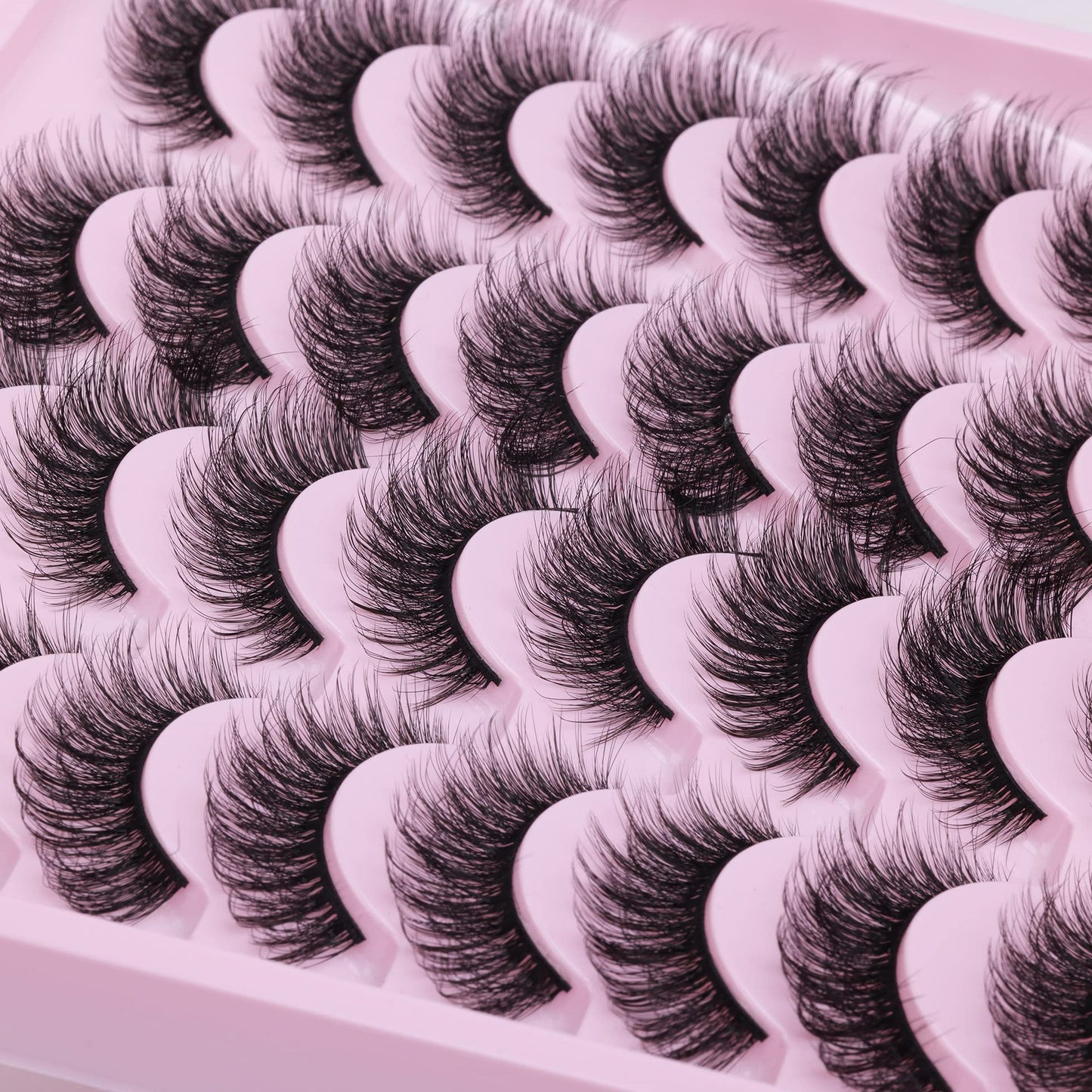 Natural Eyelashes 15mm Fake Lashes Cat Eye Mink Lashes Fluffy Volume Wispy Eyelashes Pack 16 Pairs by Zegaine