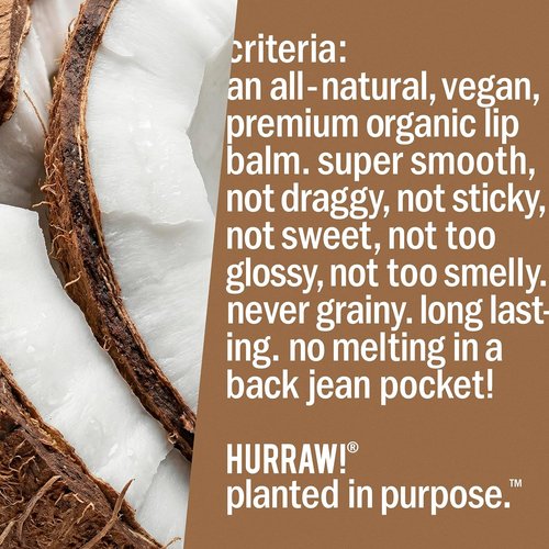 Hurraw! Lip Balm Bundle - Coconut, Mint & Vanilla | Organic, Vegan, Cruelty-Free, 3-Pack Tins