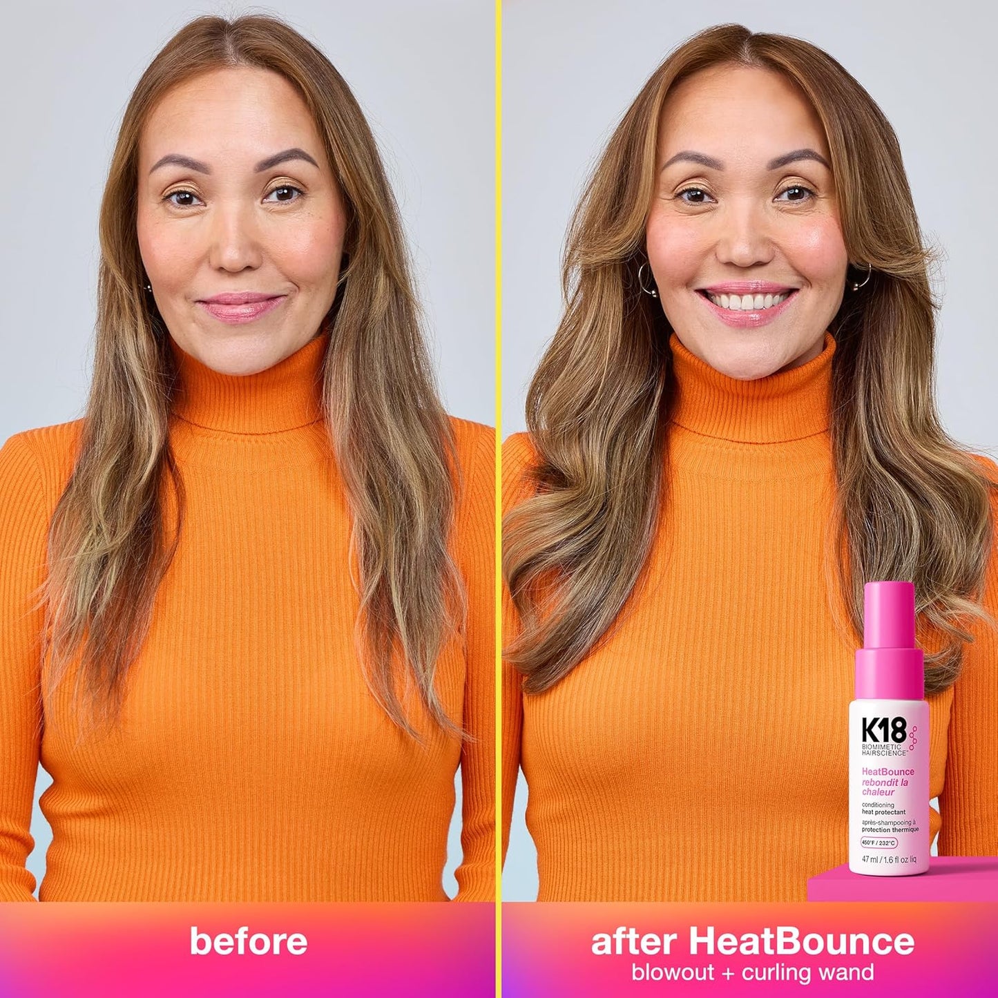 K18 HeatBounce Conditioning Spray - Lightweight Leave-In Heat Protectant for All Hair Types | 450℉ Protection