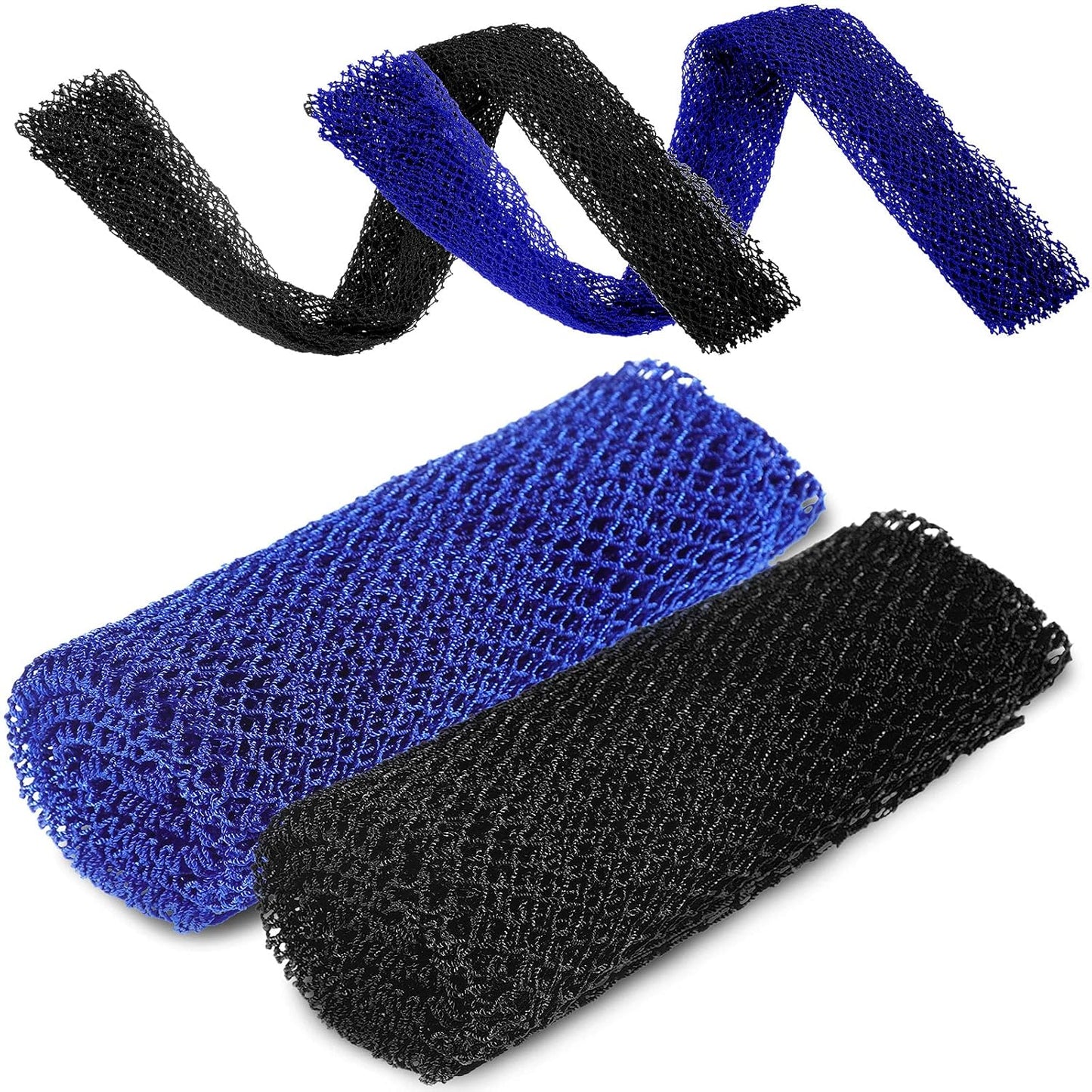 Skiennix African Exfoliating Net Bath Sponge - Long Back Scrubber for Smooth Skin | 2 Pieces (Blue, Black)